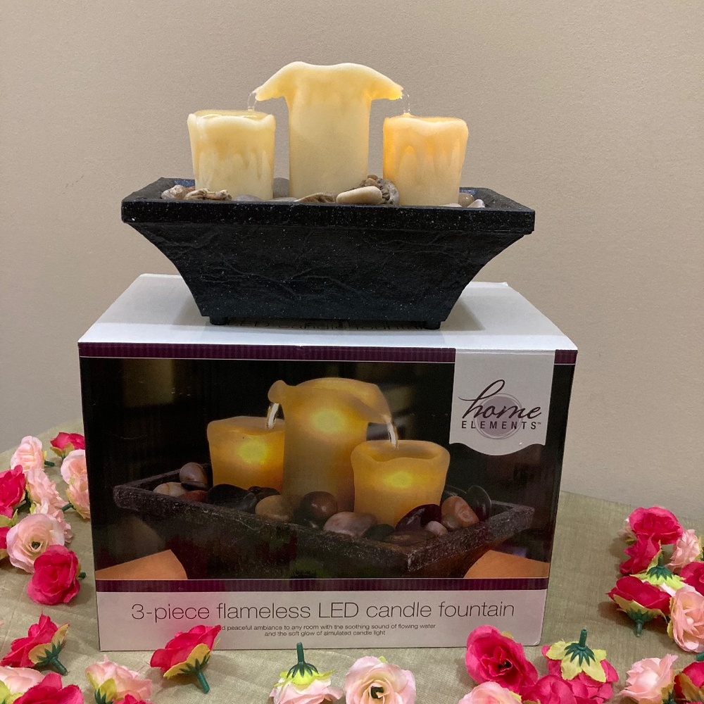 Home Elements 3-Piece Flameless LED Candle Fountain Battery Operated